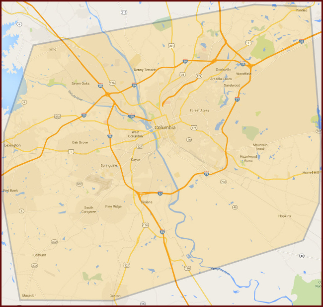 PlumbTime Columbia South Carolina Service Map