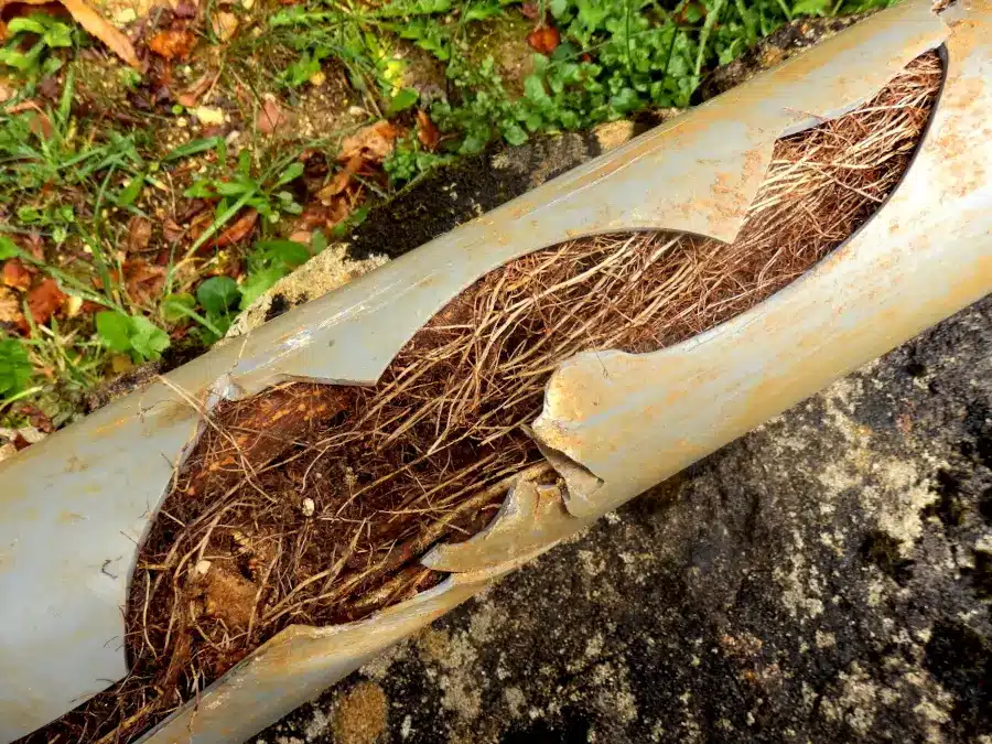 Tree roots packed inside a cracked sewer line like those found during West Columbia camera inspections